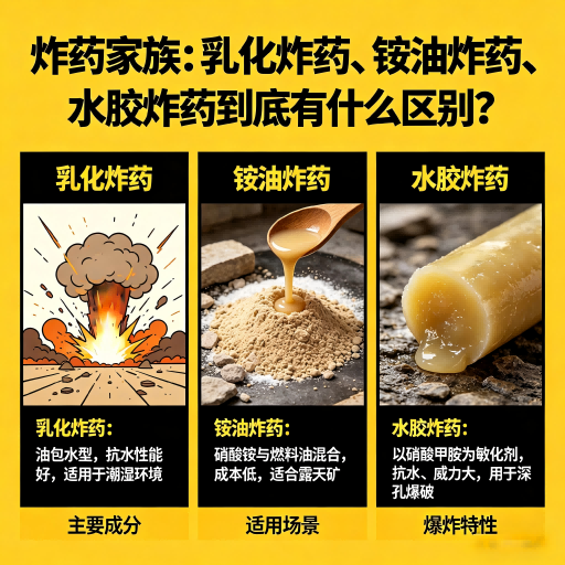 恒山炸药家族：乳化炸药、铵油炸药、水胶炸药到底有什么区别？